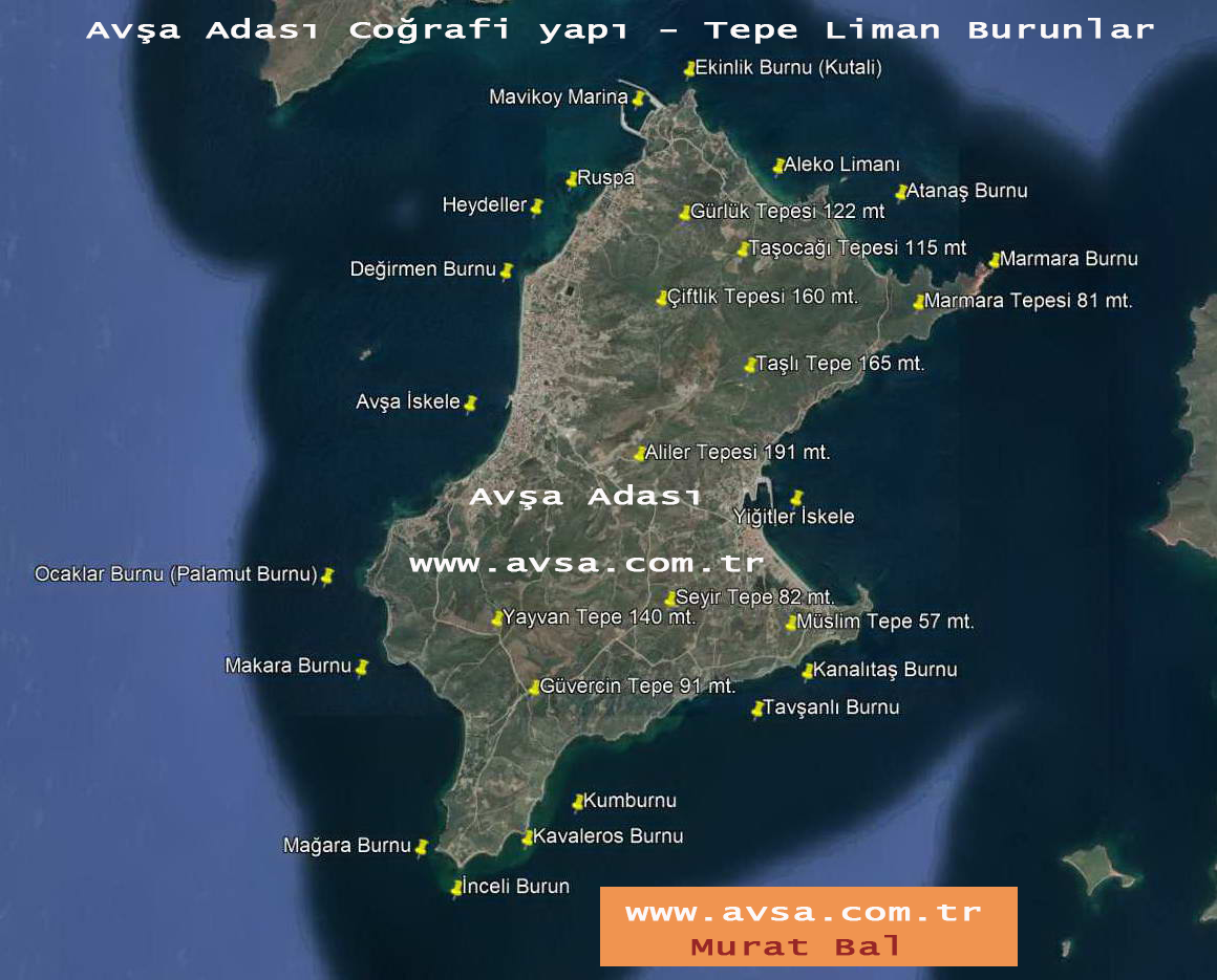 Avşa Adası Harita Coğrafya